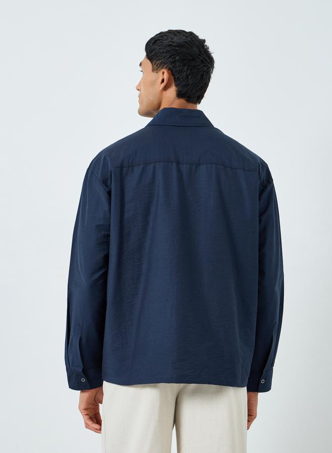 Styli Men Navy Blue Oversized Utility Shirt - Image 4